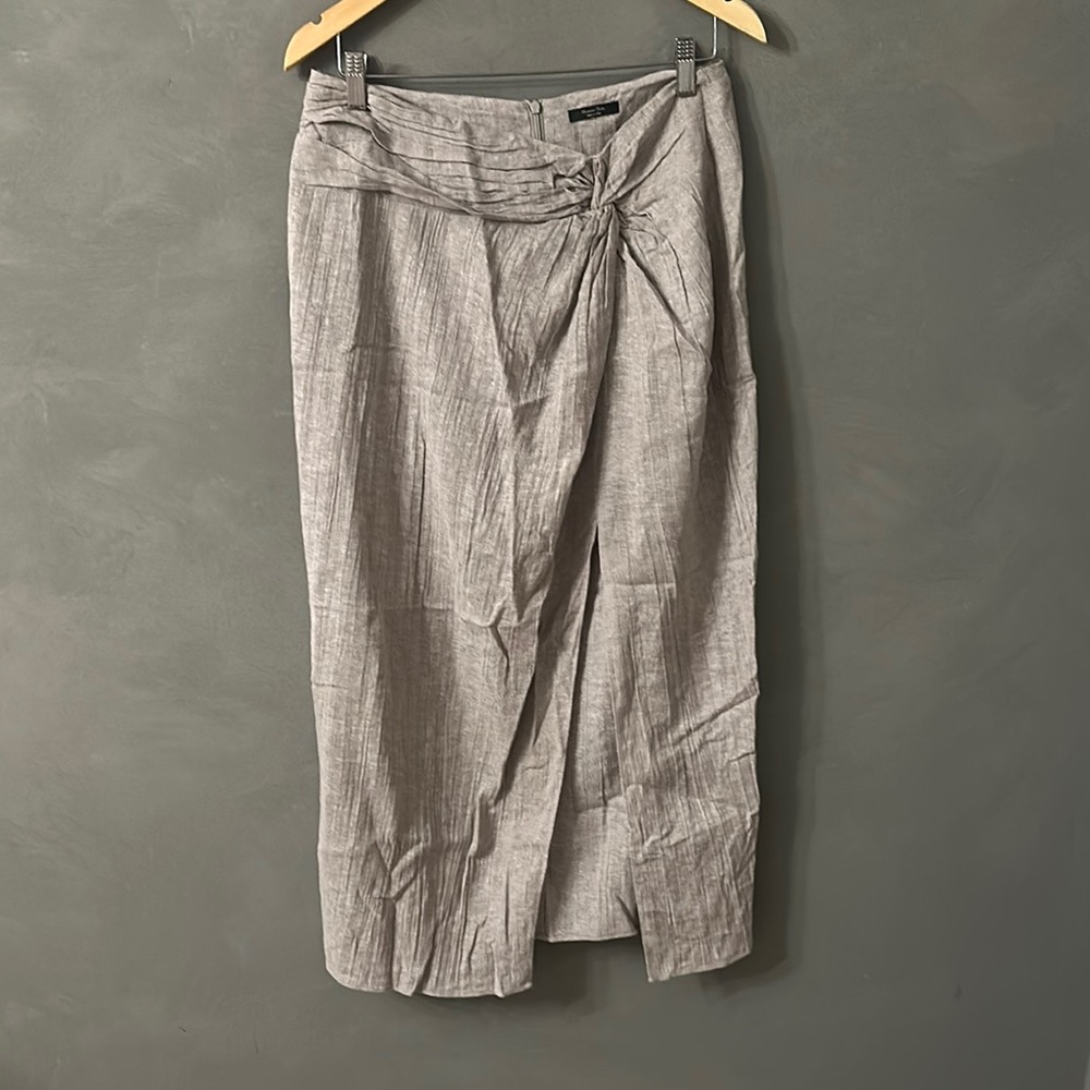 Linen Midi Wrap Skirt